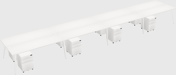 Shared rectangular office desk system