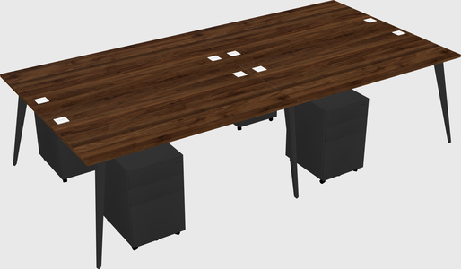 Shared rectangular office desk system