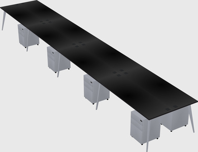 Shared rectangular office desk system