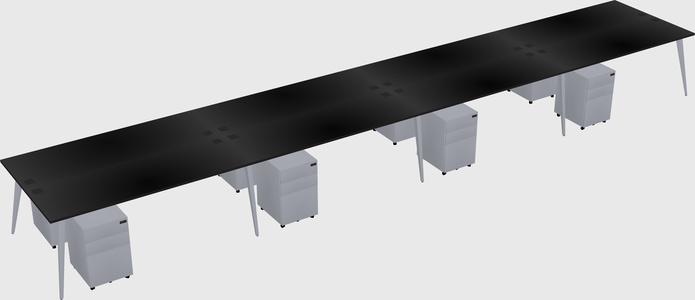 Shared rectangular office desk system