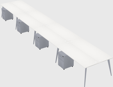 Shared rectangular office desk system