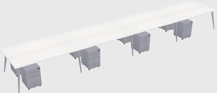 Shared rectangular office desk system