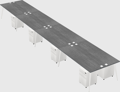 Shared rectangular office desk system