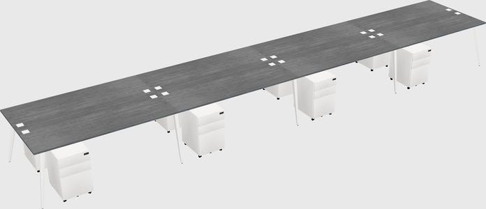 Shared rectangular office desk system