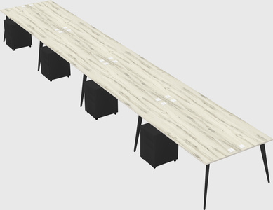 Shared rectangular office desk system