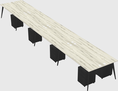Shared rectangular office desk system