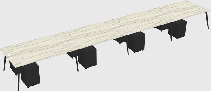 Shared rectangular office desk system