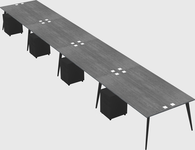 Shared rectangular office desk system