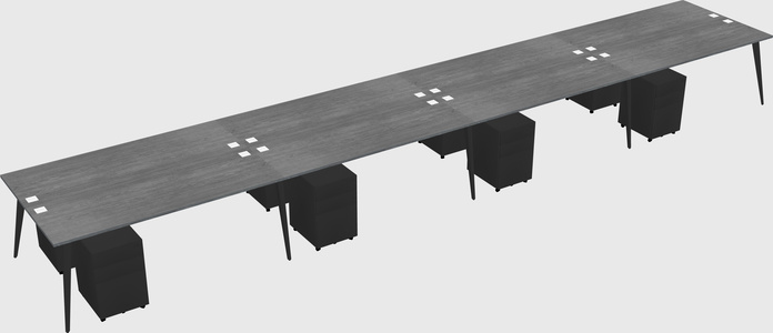 Shared rectangular office desk system