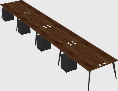 Shared rectangular office desk system