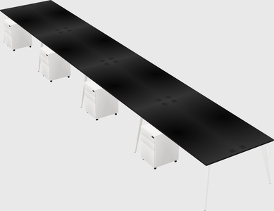 Shared rectangular office desk system