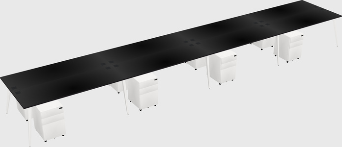 Shared rectangular office desk system