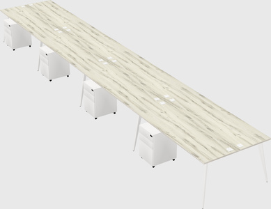 Shared rectangular office desk system