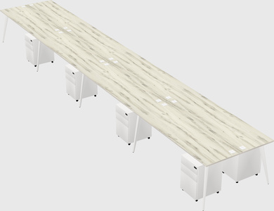 Shared rectangular office desk system