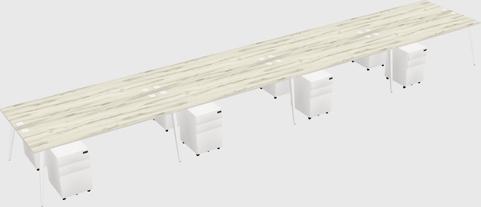 Shared rectangular office desk system