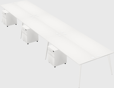 Shared rectangular office desk system