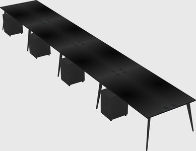Shared rectangular office desk system