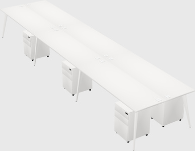 Shared rectangular office desk system