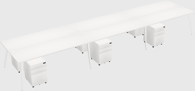 Shared rectangular office desk system