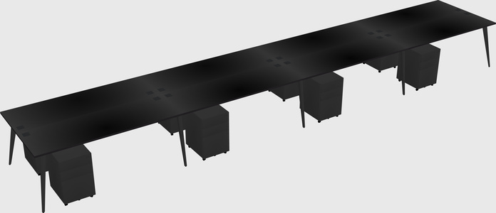 Shared rectangular office desk system
