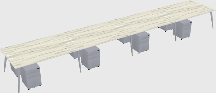 Shared rectangular office desk system