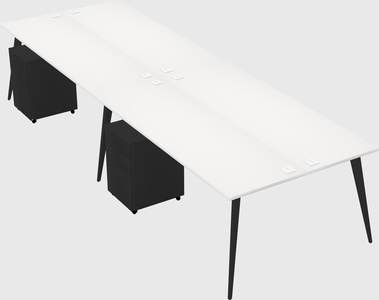 Shared rectangular office desk system