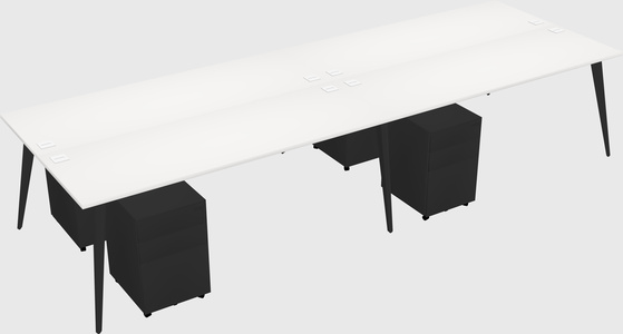Shared rectangular office desk system
