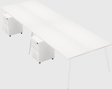 Shared rectangular office desk system
