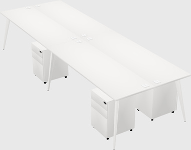 Shared rectangular office desk system