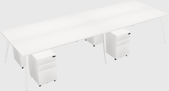 Shared rectangular office desk system