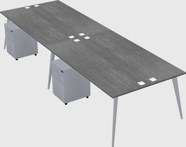 Shared rectangular office desk system