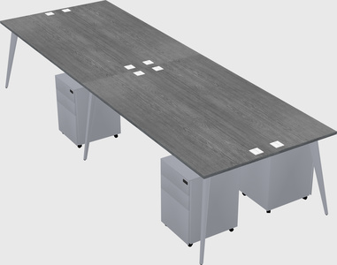 Shared rectangular office desk system