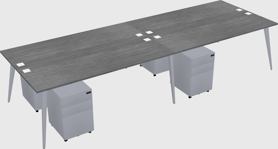 Shared rectangular office desk system