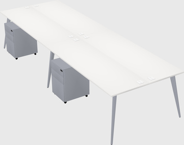 Shared rectangular office desk system