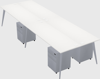 Shared rectangular office desk system
