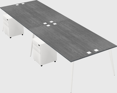 Shared rectangular office desk system