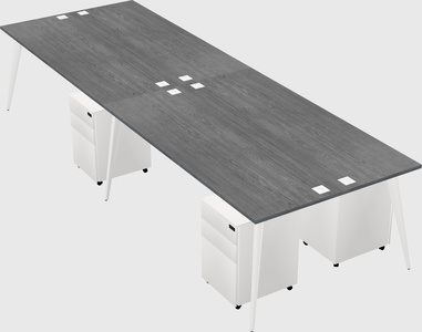 Shared rectangular office desk system