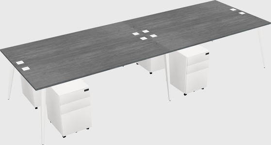 Shared rectangular office desk system