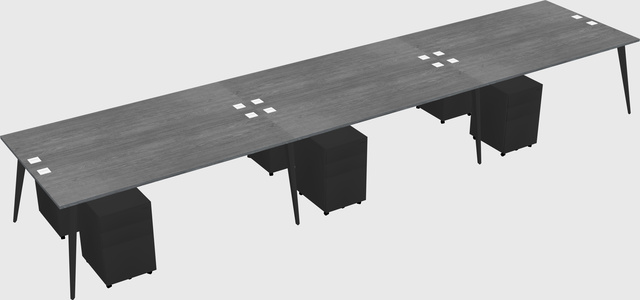 Shared rectangular office desk system