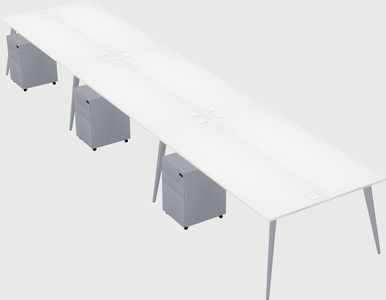 Shared rectangular office desk system