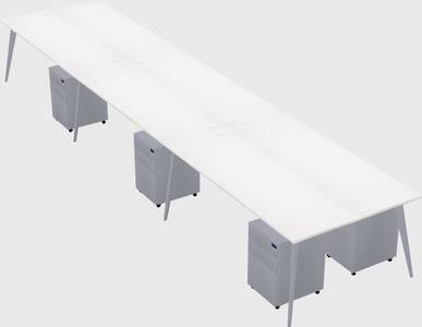 Shared rectangular office desk system