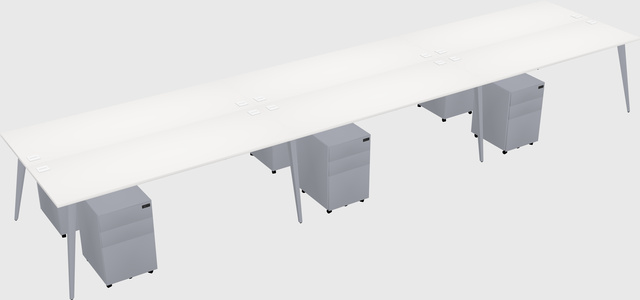 Shared rectangular office desk system