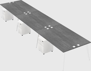 Shared rectangular office desk system