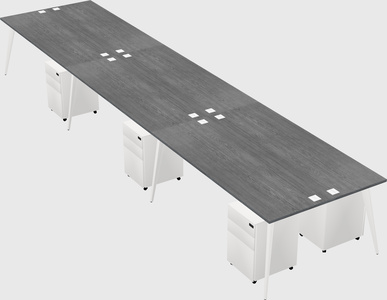 Shared rectangular office desk system