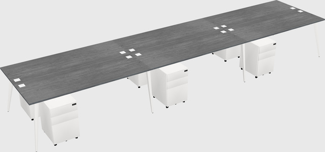 Shared rectangular office desk system