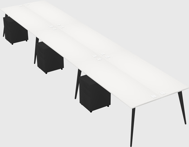 Shared rectangular office desk system