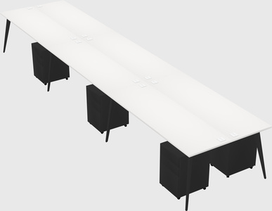 Shared rectangular office desk system