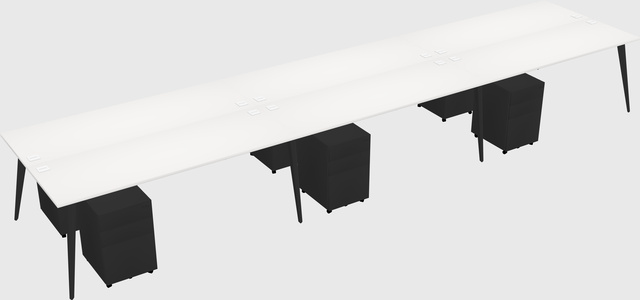 Shared rectangular office desk system