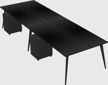 Shared rectangular office desk system