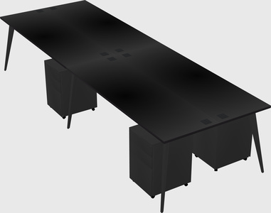 Shared rectangular office desk system
